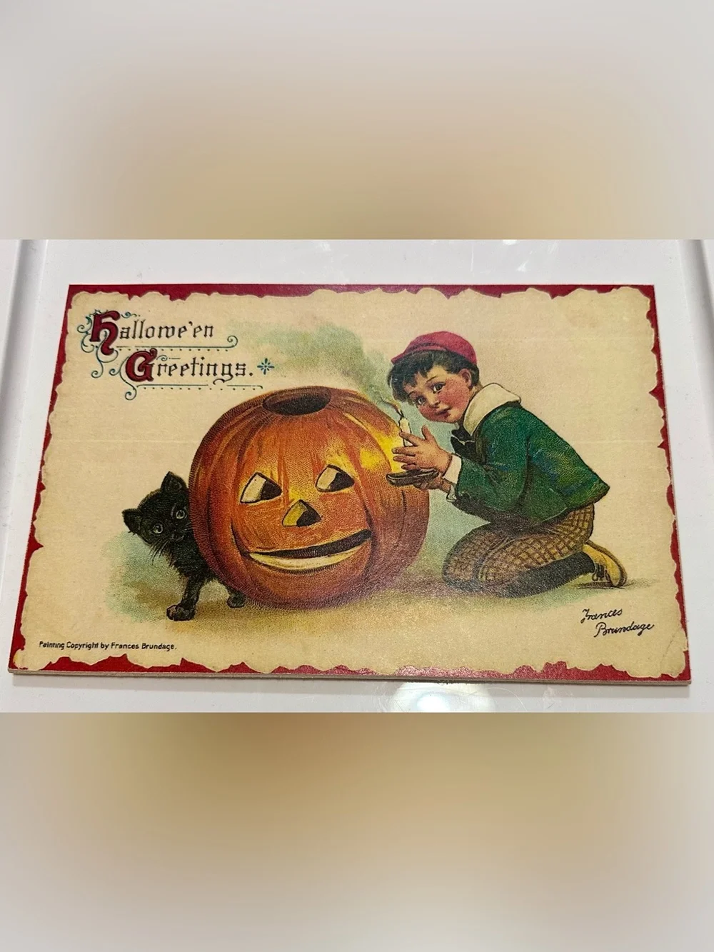Vintage-Style Halloween sign Decor - Orange Pumpkin 9 x 6 x 1/4”